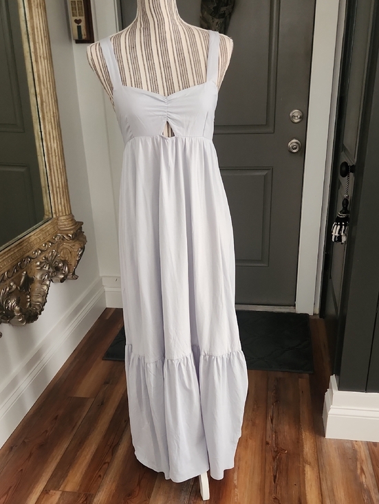 Black Tape_ Dresses & Skirts - Pale Blue Maxi Sundress with Keyhole Detail